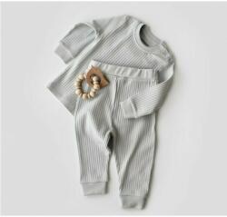 BabyCosy Set bluzita cu maneca lunga si pantaloni lungi din bumbac organic si 5% elastan - Gri BabyCosy (Marime: 9-12 luni) (BC-CSYR4512-9)