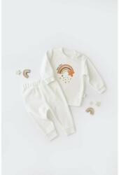 BabyCosy Set Curcubeu cu bluzita cu maneca lunga si pantaloni lungi din 80%bumbac organic si 20% poliester - Ecru, BabyCosy (Marime: 9-12 luni) (BC-CSYK6005-9)