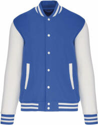 Kariban Uniszex pulóver Kariban KA497 Teddy Fleece Jacket -M, Light Royal Blue/White