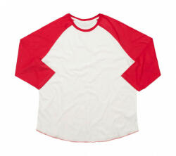 Mantis Uniszex 3/4-es ujjú póló Mantis Superstar Baseball T M, Mosott fehér/Meleg piros