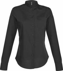 Kariban Női blúz Kariban KA514 Ladies' Long-Sleeved Mandarin Collar Shirt -L, Black
