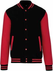 Kariban Uniszex pulóver Kariban KA497 Teddy Fleece Jacket -M, Black/Red