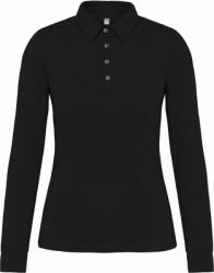 Kariban Női galléros póló Kariban KA265 Ladies' Long Sleeve Jersey polo Shirt -S, Black