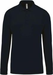 Kariban Férfi galléros póló Kariban KA256 Men'S Long-Sleeved piqué polo Shirt -XL, Navy