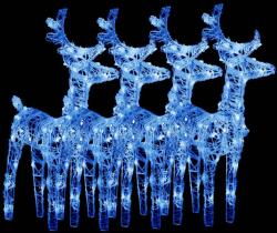 vidaXL 4 db akril karácsonyi rénszarvas 160 kék LED-del (3154258) - pepita