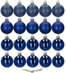 SPRINGOS Karácsonyi gömb készlet 20 db-os, karácsonyfadísz, 4 cm, kék (CA0100)