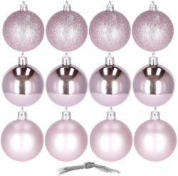 SPRINGOS Karácsonyi gömbök, 12 db/ 6 cm, rózsaszín (CA0120)