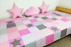  Csillagos rózsaszín patchwork ágytakaró (pepita-at013)