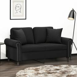 vidaXL 2 személyes fekete bársony kanapé díszpárnákkal 120 cm (3200940) - vidaxl