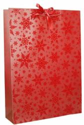 Creative Dísztasak CREATIVE Deluxe Plus XL 45x33x10 cm karácsonyi csillagos matt piros sodort füles masnival (77672) - robbitairodaszer