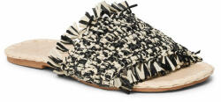 Manebi Șlapi Manebi Fringed Knots Raffia Leather Sandals V 3.4 Y0 Black Natural Melange