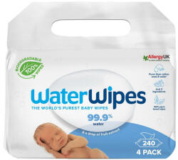 WaterWipes Biológiailag lebomló nedves törlőkendő 4x 60 db (240 db)
