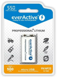 everActive 550mAh HR22 USB-C Lithium akkumulátor 9V tölthető elem (everActive-EVHR22-550)