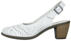 RIEKER Pantofi dama, Rieker, 40983-80-Alb, casual, piele naturala, cu toc, alb (Marime: 39)