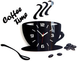 Ceas de perete modern COFFE TIME 3D BLACK NH045-black (HMCNH045-black)