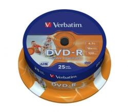 Verbatim DVD-R 16X 4, 7GB SPINDLE 25 WIDE PRINTAB (43538)