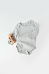 BabyCosy Body Bebe Unisex cu maneca lunga din 95% bumbac organic cu 5% elastan - Gri, Baby Cosy (Marime: 3-6 Luni) (BC-CSYR4300-3)