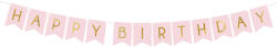PartyDeco Banner - Happy Birthday roz deschis 15 x 175 cm
