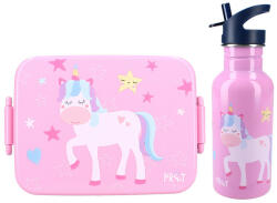 Vadobag Set cutie alimente 16x13x5 cm si bidon inox 500 ml PrÃªt pink Unicorn (VB4283SP) - kidiko