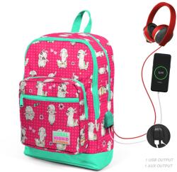 Coral High Ghiozdan cu 4 compartimente, Coral High, cu USB, model alpaca