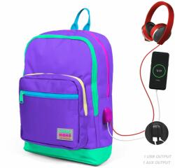 Coral High Ghiozdan cu 4 compartimente, Coral High, cu USB, mov