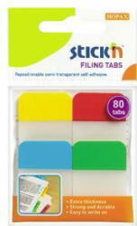 Stick'n Stick index plastic transp. cu margine color 38 x 25 mm, 4 x 20 file/set, Stick"n - 4 culori neon (HO-21607)
