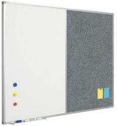Smit Visual Supplies Tabla combi (whiteboard / textil Camira gri inchis ) 90 x 120 cm, profil aluminiu SL, SMIT (11404105)