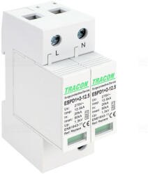 Tracon AC típusú T1+T2 túlfeszültség levezető, cserélhető betéttel ESPD1+2-12.5-2P (D1+2-12.5-2P)