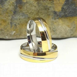  Mart mintás arany-ezüstszínű nemesacél karikagyűrű