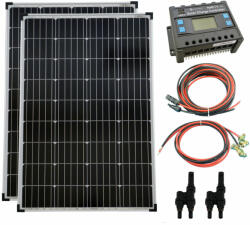  Szigetüzemű napelem rendszer 2x100W monokristályos napelem + 20A töltésvezérlő (1000200M20)