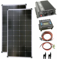 Solartronics Szigetüzemű napelem rendszer 2x170w napelem + 1000w inverter + 30A töltővezérlő (SET260M-W170)