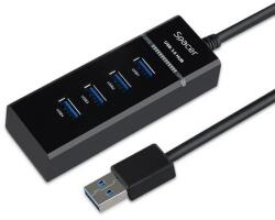 Spacer HUB extern SPACER, porturi USB: USB 3.0 x 4, conectare prin USB 3.0, negru (SPH-4USB30-01) - neotec