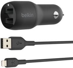 Belkin Boost Up Charge Autós töltő 2xUSB + Lightning kábel fekete (CCD001BT1MBK)