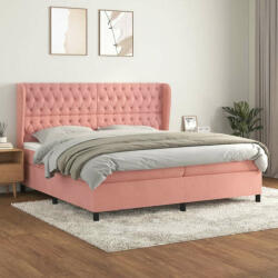 vidaXL rózsaszín bársony rugós ágy matraccal 200x200 cm (3129416) - pepita