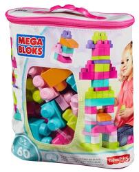 Mega Bloks, geanta cu blocuri, roz, set de constructie, 60 piese