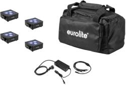 EUROLITE Set 4x AKKU Flat Light 3 bk + Charger + Soft Bag (20000476)