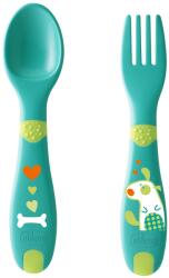 Chicco set de tacamuri First Cutlery 12m+, Verde Set pentru masa bebelusi