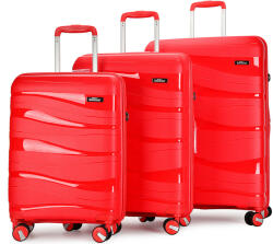 BONTOUR Flow piros 4 kerekű 3 részes bőrönd szett (130640-Red)