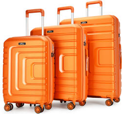 BONTOUR Charm narancssárga 4 kerekű 3 részes bőrönd szett (130840-SunsetGold)