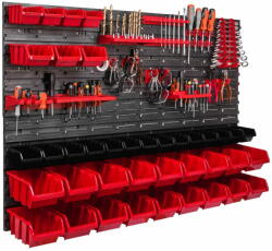 botle Függeszthető panel szerszámokhoz 115 x 78 cm és 39 db Dobozok Piros és Fekete készlet