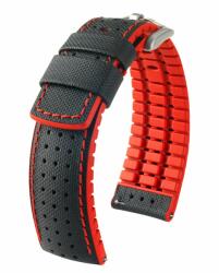 Hirsch Robby Fekete/Piros óraszíj - 21mm / L -120/80mm