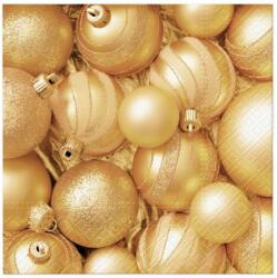 PAW Karácsonyi papírszalvéta 33x33 cm 3 rétegű Ünnepi arany gömbök 20 db/csomag