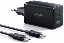 JOYROOM Incarcator rapid retea GaN Ultra Joyroom TCG01, 2x USB-C, 1x USB, 65W, 5 A, Cablu USB-C la USB-C 100W 1.2m inclus, Negru (JR-TCG01)