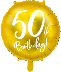 PartyDeco Balon din folie - 50 ani (auriu) 45 cm