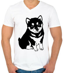 printfashion Husky - Férfi V-nyakú póló - Fehér (4880671)