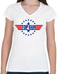 printfashion Top Gun - Női V-nyakú póló - Fehér (7500357)