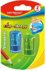 Keyroad Hegyező 1 lyukú tartályos 2 db/bliszter Keyroad Cup Sharpy vegyes színek (38395)