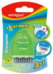 Keyroad Hegyező 1 lyukú radírral és porkefével Keyroad Rocky Docky vegyes színek (38391) - upgrade-pc