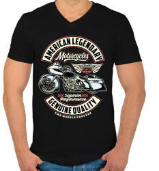 printfashion American motorcycle - Férfi V-nyakú póló - Fekete (13720599)