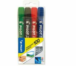 Pilot Set 4 markere permanente Pilot P100 diverse culori 1.00 mm varf rotund (PSCA-100-SET4)